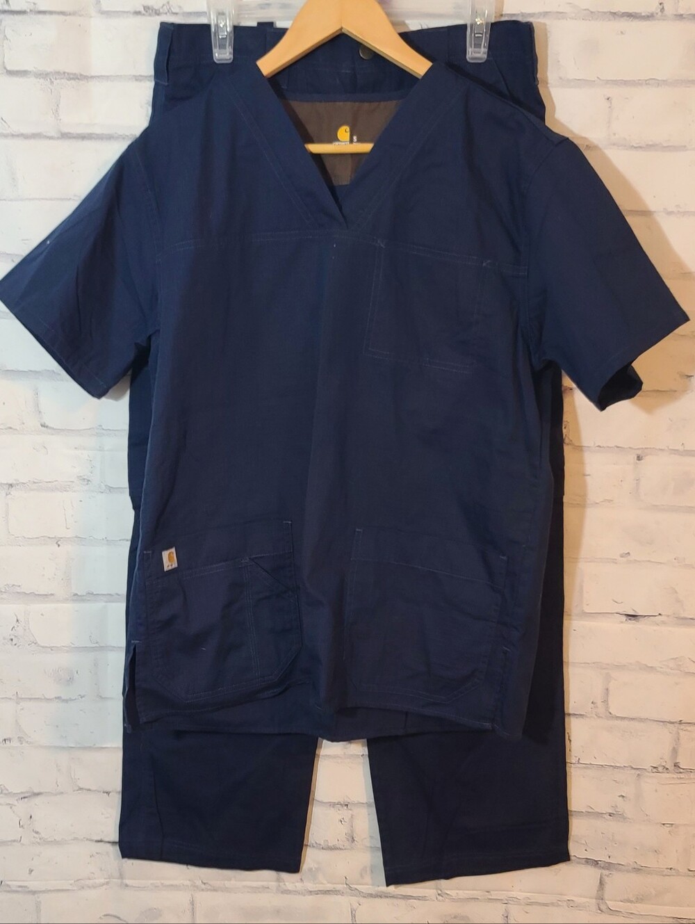 Carhartt Men’s Ripstop Scrub Set Top & Pants Solid Navy Size S